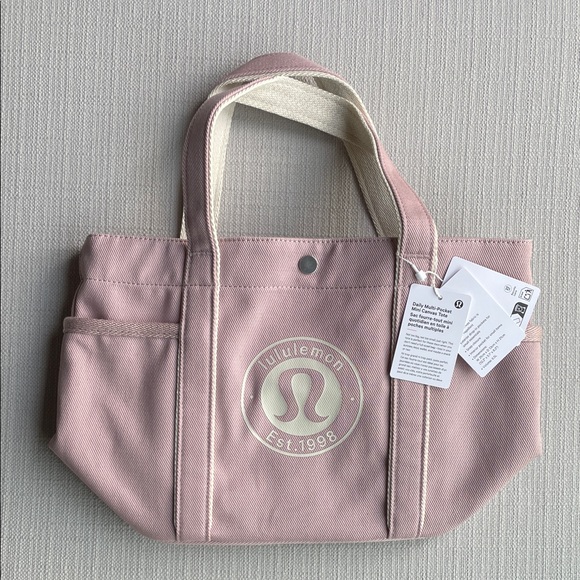 Lululemon Daily Multi-Pocket Mini Canvas Tote Bag 6.5L - mink berry light ivory - Picture 2 of 15